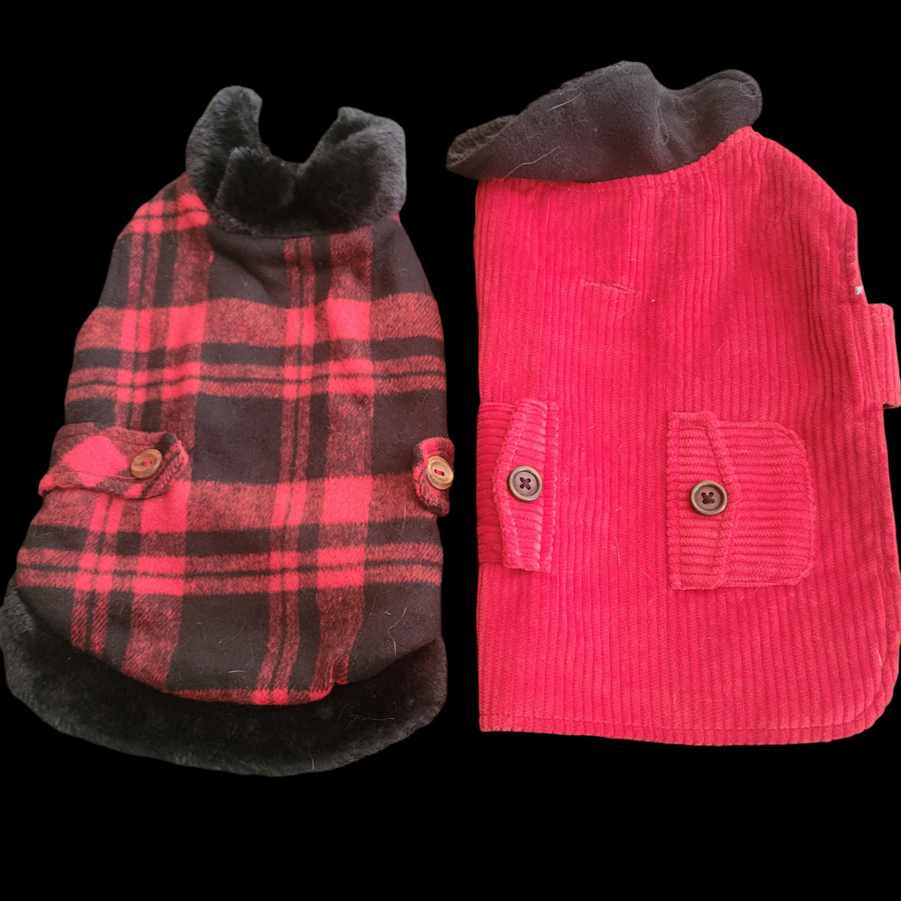 2 Dog Warm Fall Winter Coats or Sweaters Plaid and Corduroy Size Medium - Picture 2 of 7